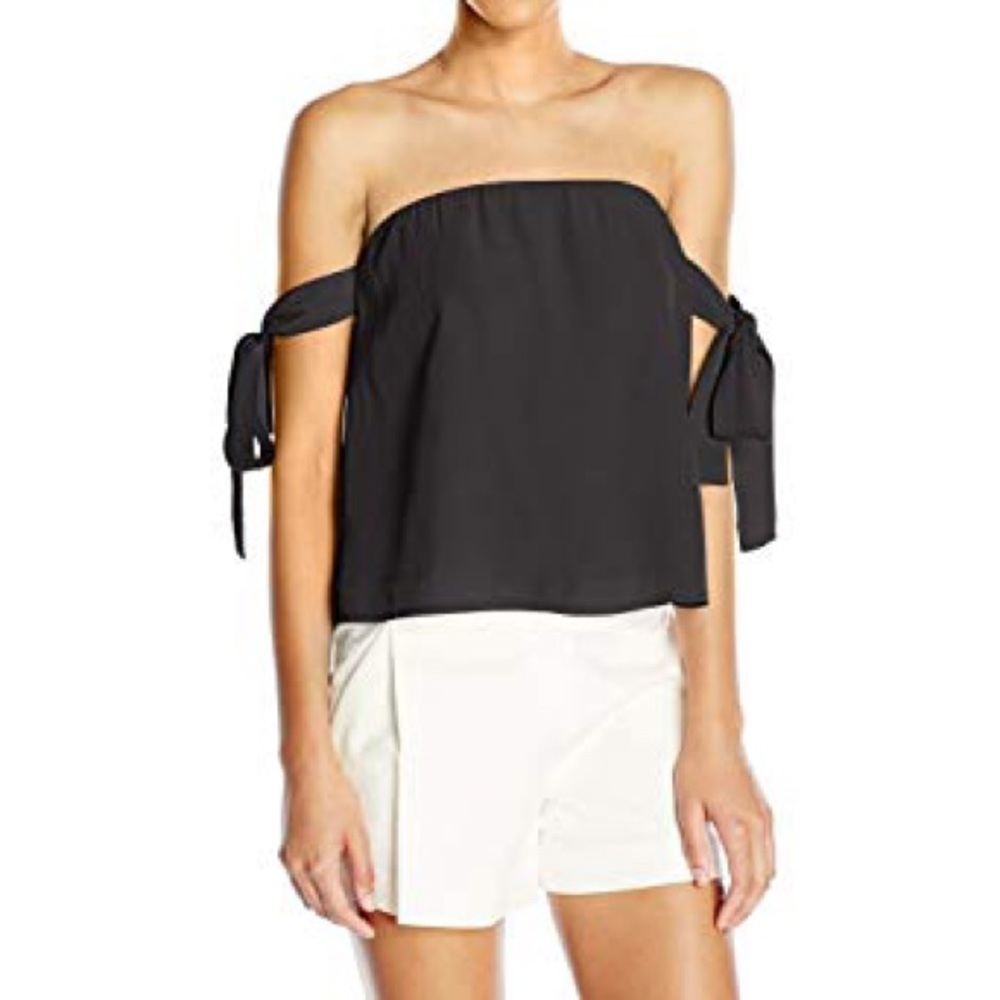 Lucca Couture off the shoulder tie sleeve top